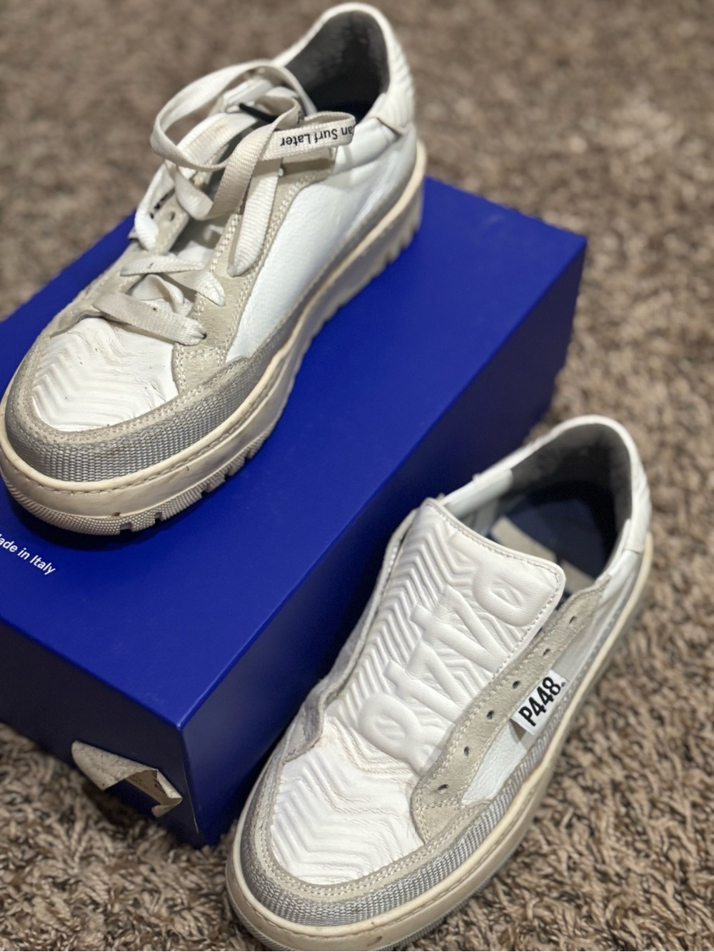 P448 White and Light Gray Women's Sneakers